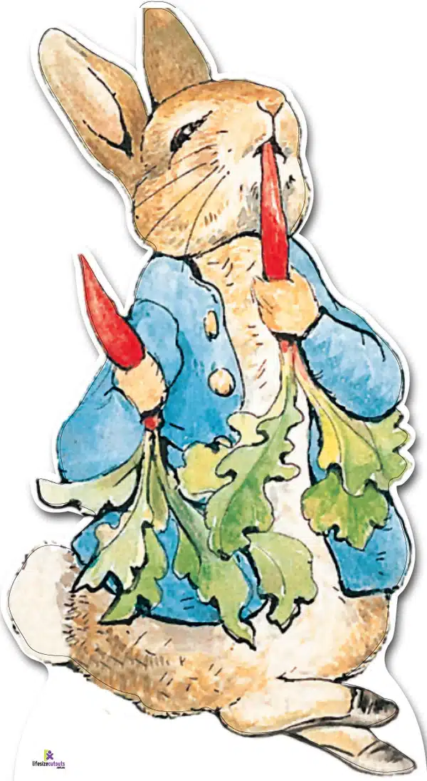 peter rabbit eating carrot lifesize cutout prop