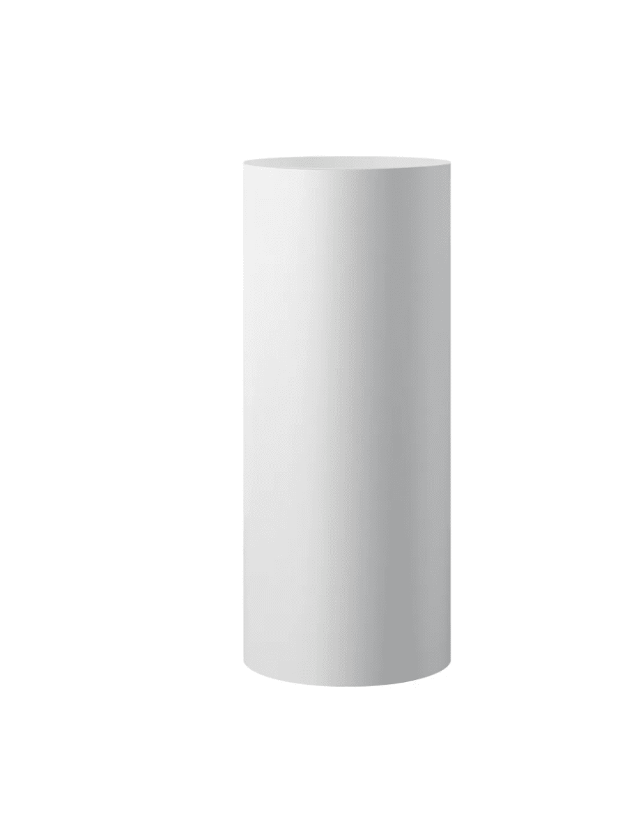 white cylinder plinth