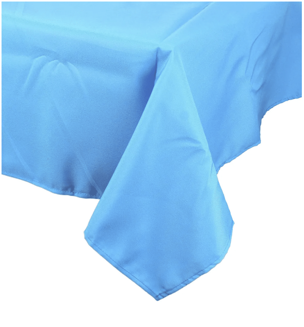 light blue table cloth